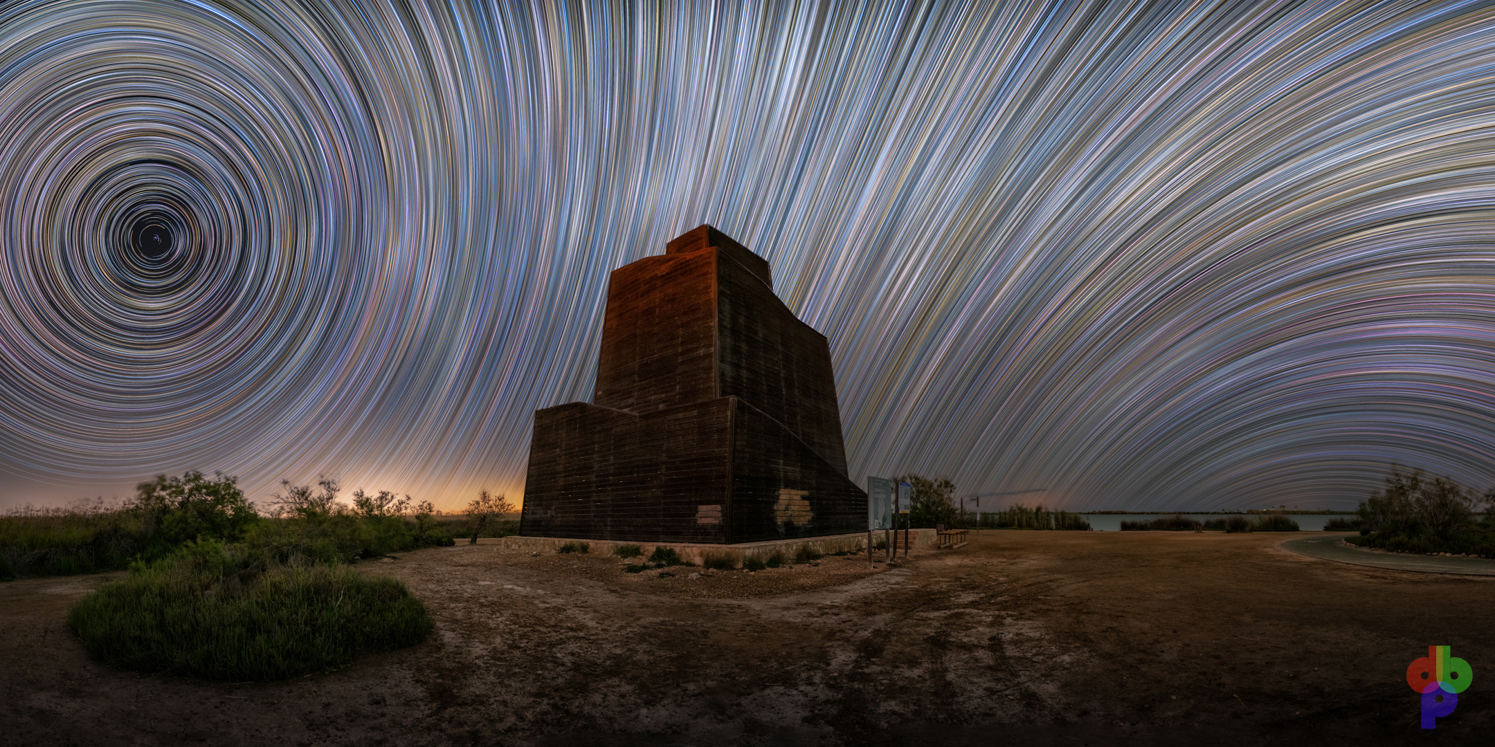 startrail generado usando la proyección estereográfica