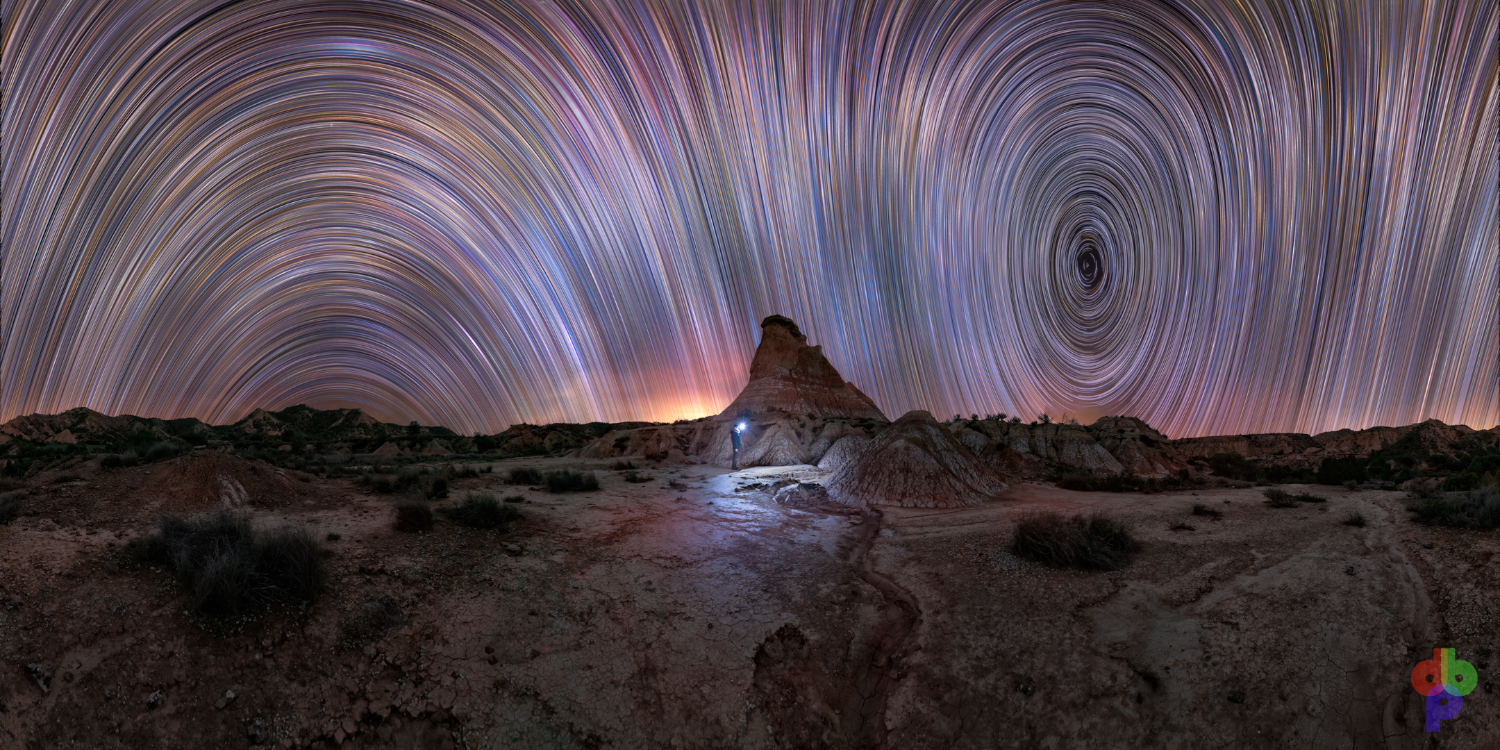 startrail generado usando la proyección equirectangular